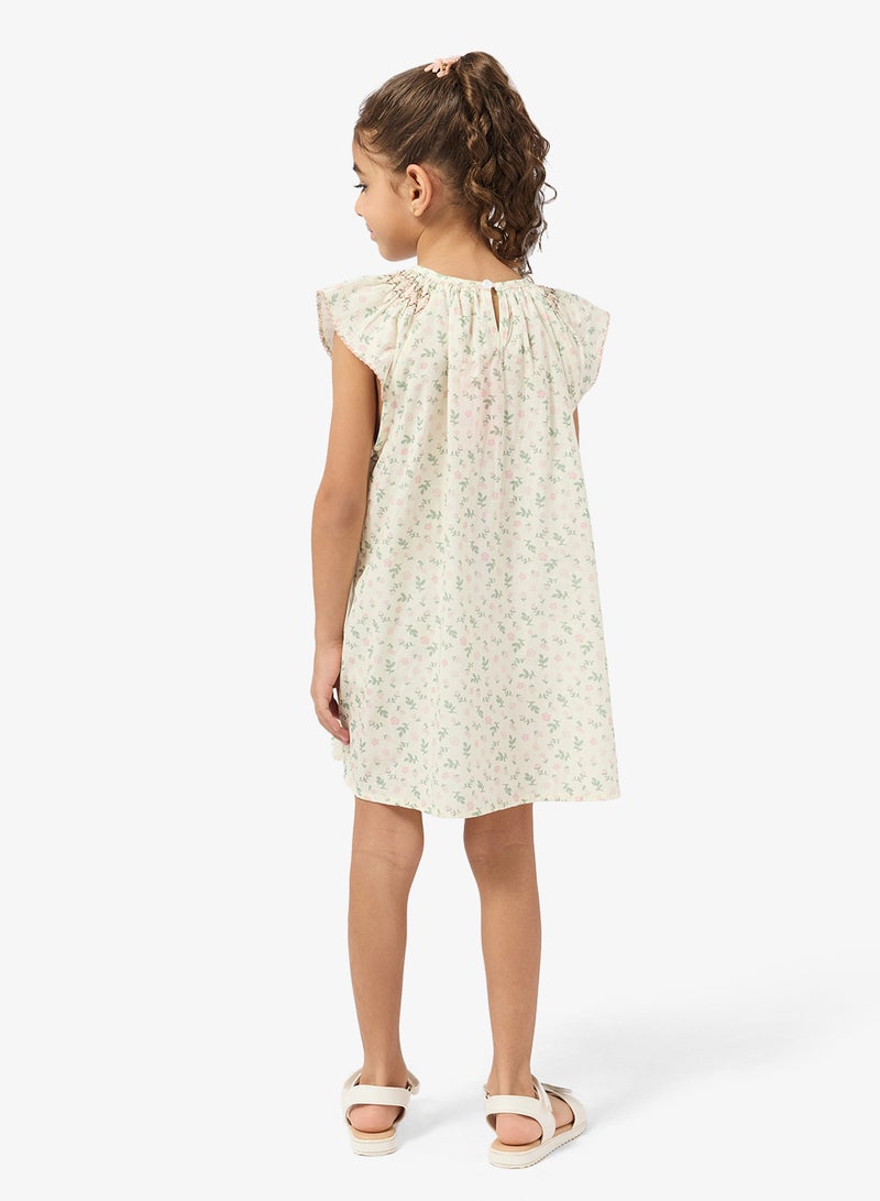 Pinata Frill Shoulder Embroidered Printed Dress - Image 2